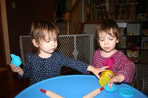 Twins playing